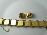 Gold Tone Lucite Banded Bracelet And Clip Earring Set - Vintage Lane Jewelry