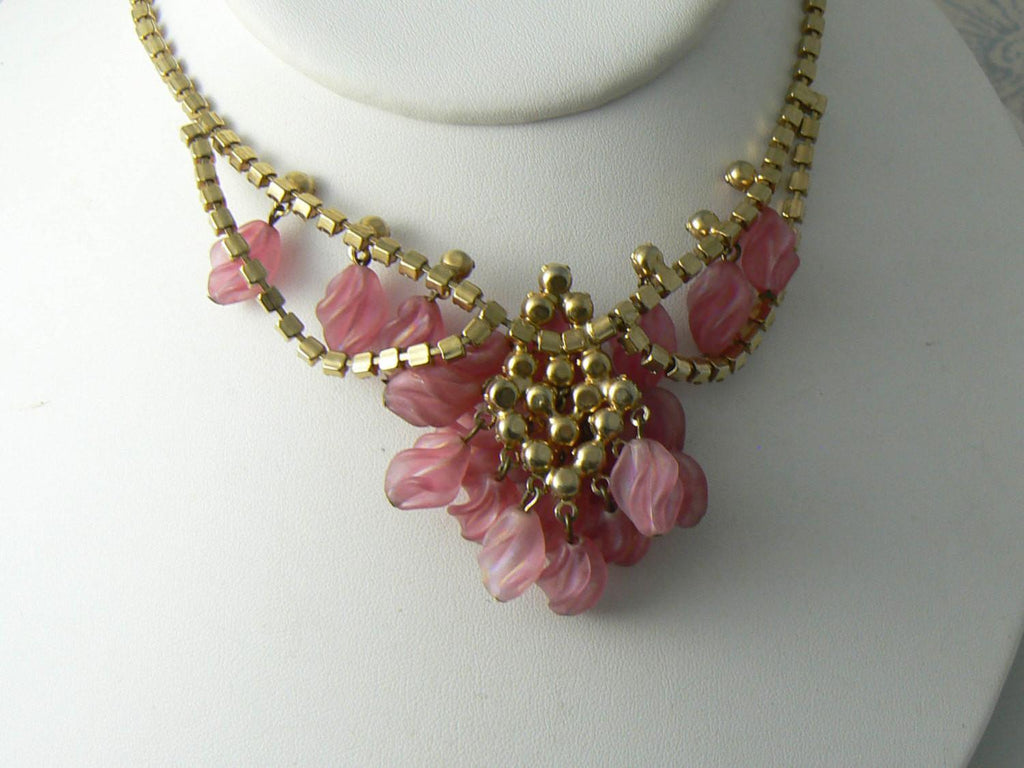 Fantastic D&e Juliana Drippy Bib Pink Necklace - Vintage Lane Jewelry