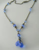 Pretty Vintage Czech Art Deco Blue Glass Drop Necklace - Vintage Lane Jewelry