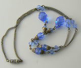 Pretty Vintage Czech Art Deco Blue Glass Drop Necklace - Vintage Lane Jewelry