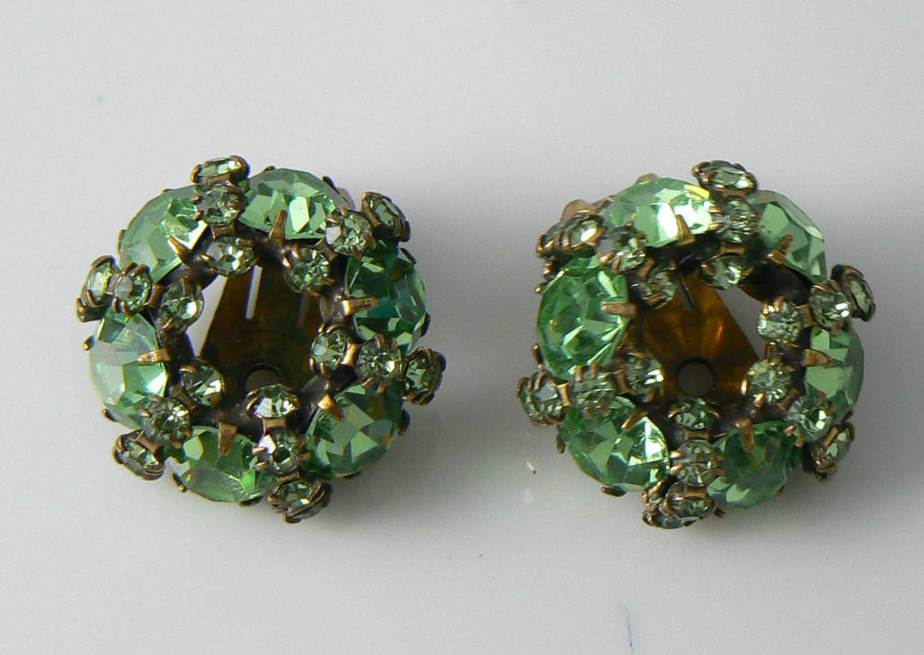 Vintage Spring Green Warner Clip On Earrings - Vintage Lane Jewelry