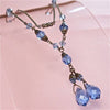 Pretty Vintage Czech Art Deco Blue Glass Drop Necklace - Vintage Lane Jewelry