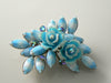 Vintage 1960's Sky Blue Roses And Milk Glass Star Sapphire Brooch - Vintage Lane Jewelry