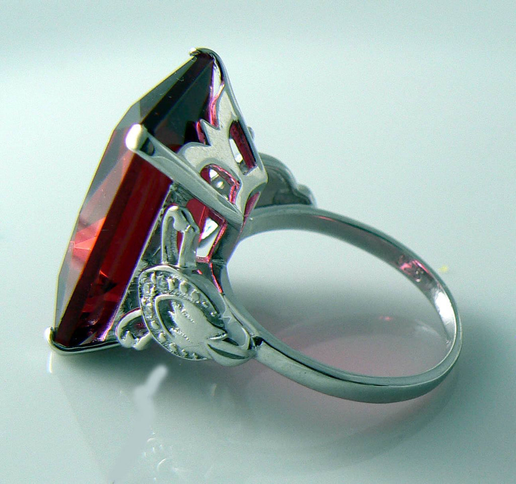 40ct Huge Red Ruby Solid Sterling Silver Estate Vintage Filigree Ring - Vintage Lane Jewelry