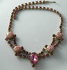 Vintage Rhinestone And Lucite Confetti Pink Necklace - Vintage Lane Jewelry