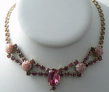 Vintage Rhinestone And Lucite Confetti Pink Necklace - Vintage Lane Jewelry