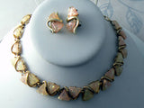 Vintage Coro Pink Confetti Cab Necklace And Earrings Set - Vintage Lane Jewelry
