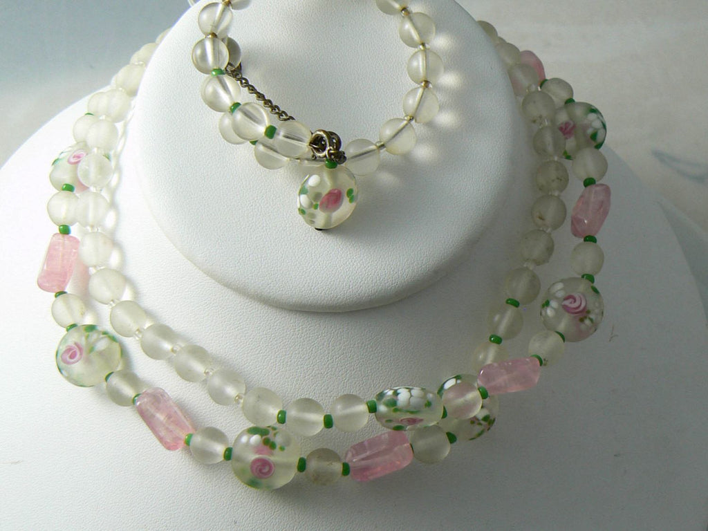 Vintage Miriam Haskell Wedding Cake Necklace And Bracelet Set - Vintage Lane Jewelry