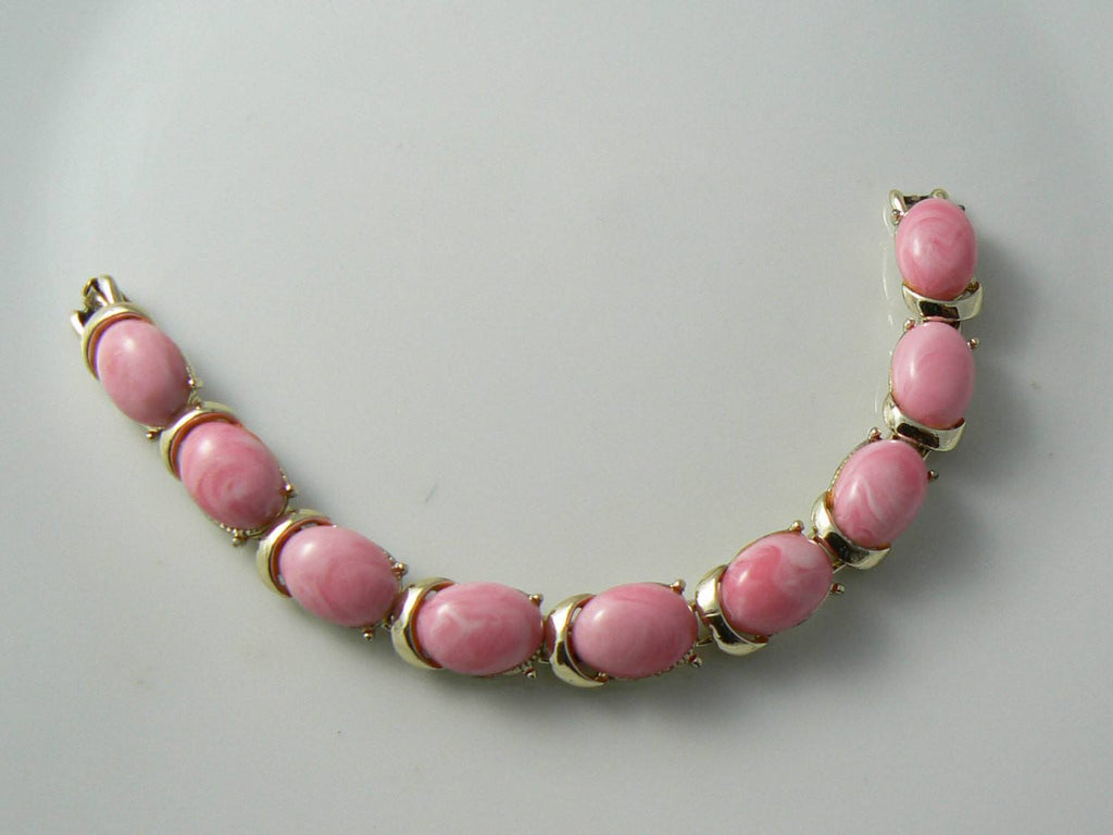 Signed Coro Pink Thermoset Bracelet - Vintage Lane Jewelry