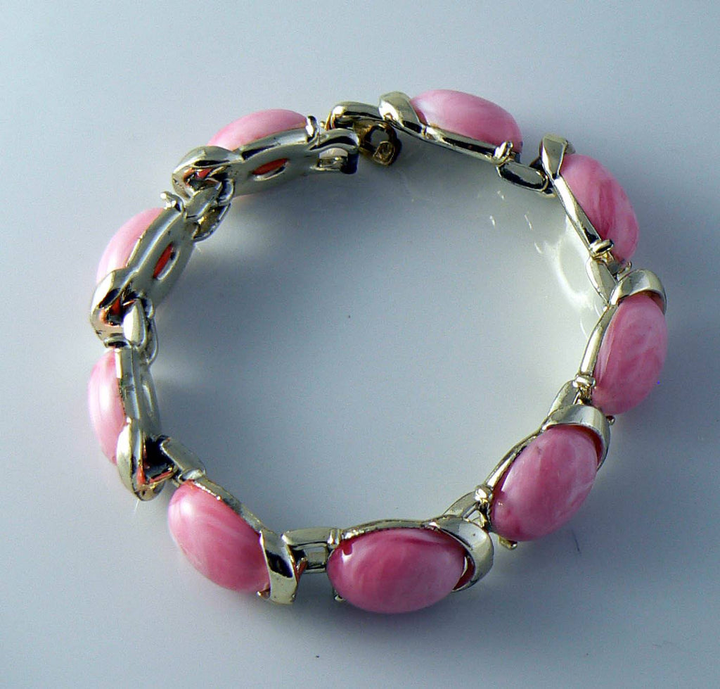 Signed Coro Pink Thermoset Bracelet - Vintage Lane Jewelry