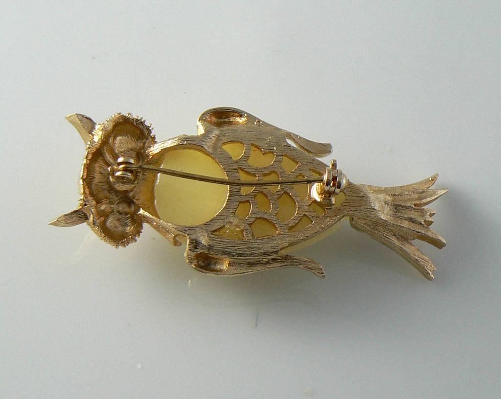 Vintage Lucite Rhinestone Owl Brooch - Vintage Lane Jewelry