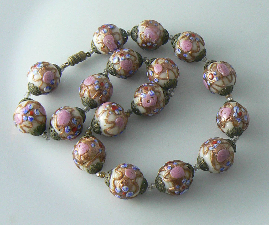 Vintage Venetian Wedding Cake Glass Choker - Vintage Lane Jewelry