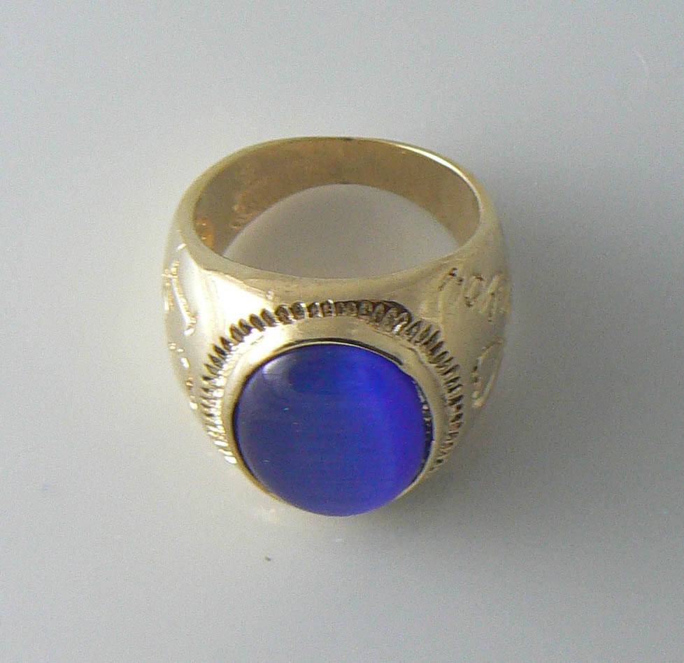 Blue Tiger Eye Stone Men's Ring Engraved I Love You - Vintage Lane Jewelry