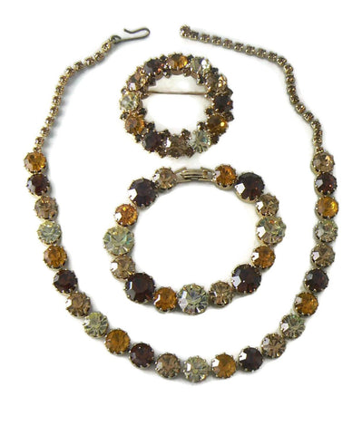 Heavy Faceted Glass Necklace And 2 Sets Of Matching Earrings