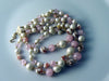 Vintage Gold Toned Pink Art Glass & Faux Pearl 3 Strand Bead Necklace - Vintage Lane Jewelry