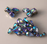 Silver Blue AB Rhinestone Demi Parure - Vintage Lane Jewelry