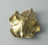Tri-tone Gold Dogwood Flower Brooch Or Pendant - Vintage Lane Jewelry