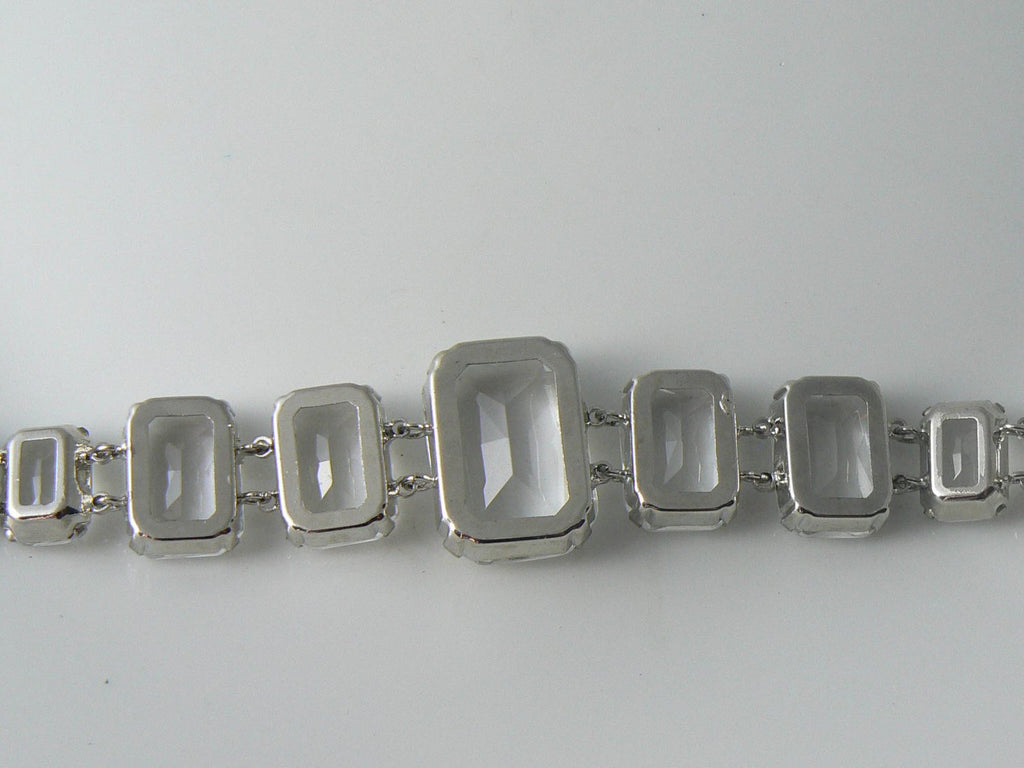 Vintage Sparkling Clear Faceted Glass Bracelet - Vintage Lane Jewelry