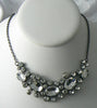 Rhinestone Gun Metal Finish Necklace - Vintage Lane Jewelry