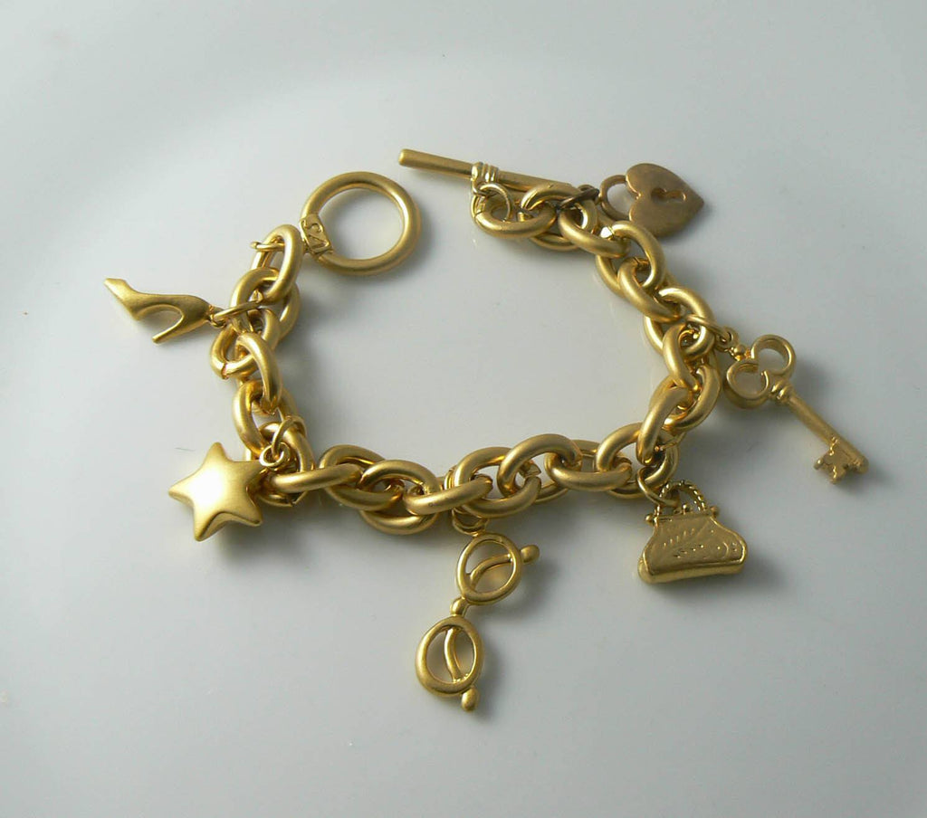 Goldtone Charm Bracelet - Vintage Lane Jewelry