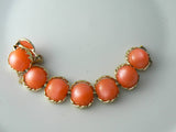 Signed Coro Soft Orange Apricot Thermoset Chunky Bracelet - Vintage Lane Jewelry