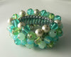 Vintage Expansion Cha Cha Bracelet Faux Pearls Art Glass Beads - Vintage Lane Jewelry