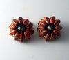 Hattie Carnegie Art Glass Black And Orange Clip Earrings - Vintage Lane Jewelry