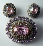 Vintage Demi Parure Amethyst & Citrine Rhinestones Signed Austria. - Vintage Lane Jewelry