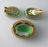 Peridot Green Glass Austrian Demi Parure - Vintage Lane Jewelry