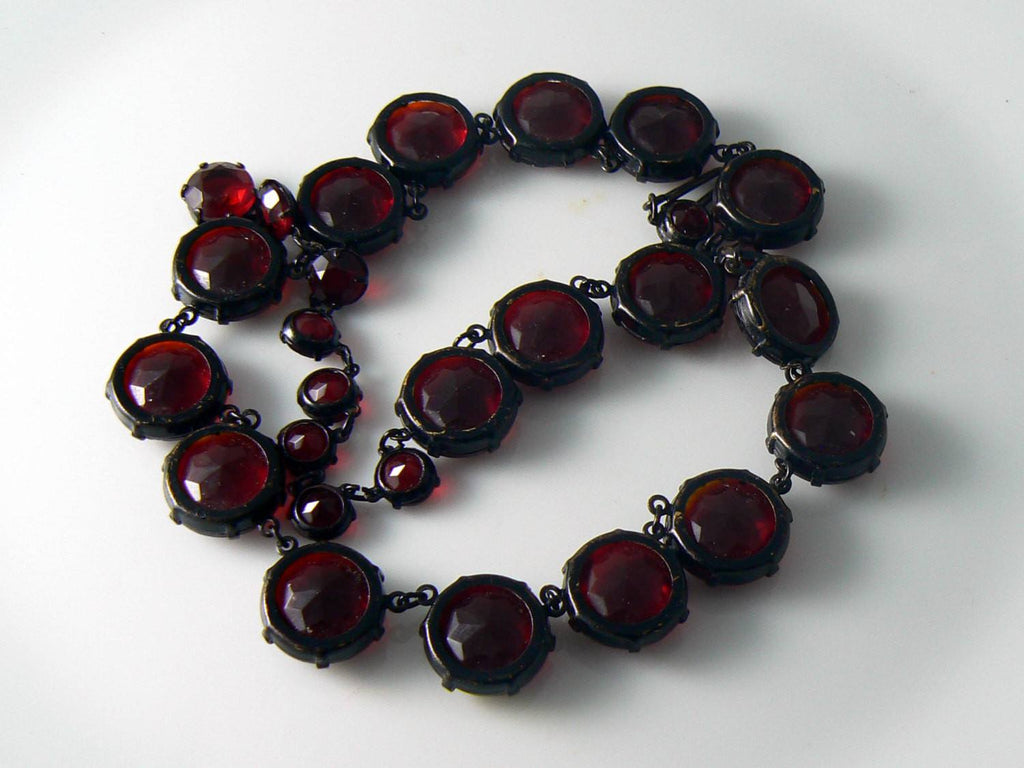 Vintage Ruby-Red Rhinestone Necklace - Vintage Lane Jewelry