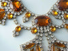 Topaz Colored Czech Glass And Clear Rhinestone Necklace - Vintage Lane Jewelry