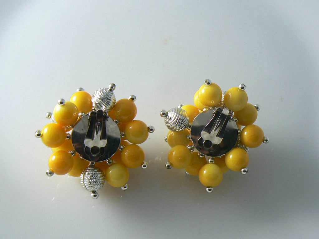 Huge Fun Yellow Plastic Clip Earrings - Vintage Lane Jewelry