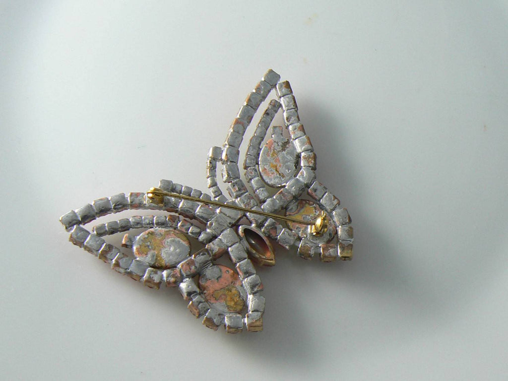 Vaseline Uranium Butterfly Brooch - Vintage Lane Jewelry