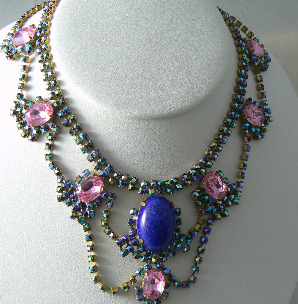 Signed Bijoux M.g. Czech Glass Necklace - Vintage Lane Jewelry