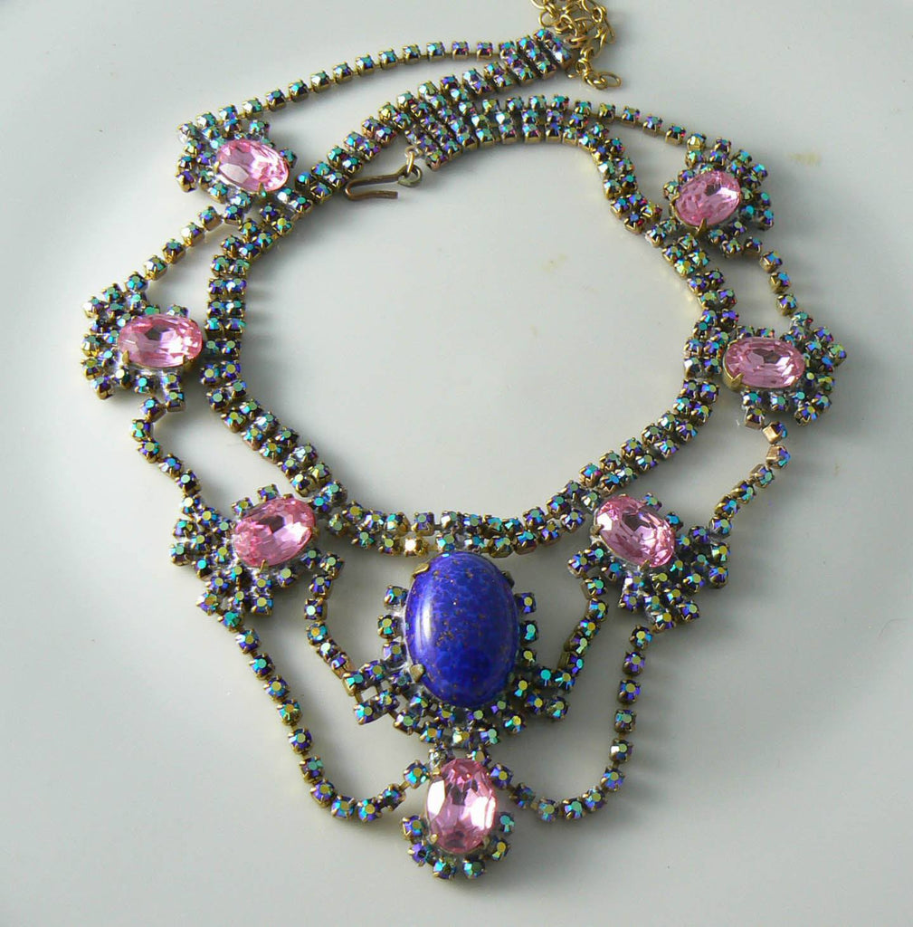 Signed Bijoux M.g. Czech Glass Necklace - Vintage Lane Jewelry