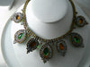 Large Green Ab Czech Glass Rhinestone Necklace - Vintage Lane Jewelry