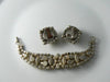 Juliana Style Tan And Hyacinth Rhinestone Bracelet Earring Set - Vintage Lane Jewelry