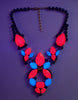 Neon Blue And Red Czech Glass Necklace - Vintage Lane Jewelry