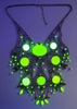 Rhinestone Peacock Hand Made Vaseline-uranium Neon Stones Necklace - Vintage Lane Jewelry