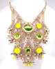 Rhinestone Peacock Hand Made Vaseline-uranium Neon Stones Necklace - Vintage Lane Jewelry