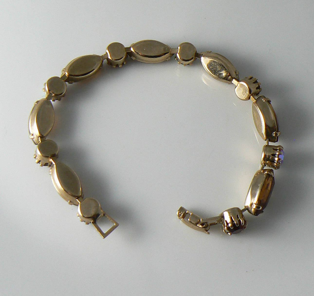 Vintage Topaz And Borealis Rhinestone Bracelet - Vintage Lane Jewelry