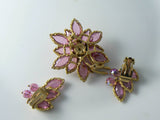 Beau Jewels Pink Rhinestone Dangling Crystal Pin Earring Set - Vintage Lane Jewelry