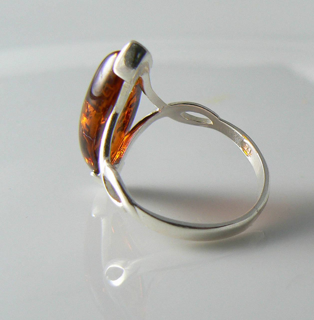 Sterling silver and Baltic Amber Ring - Vintage Lane Jewelry