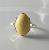 Creamy Butterscotch Amber Sterling Silver Ring - Vintage Lane Jewelry