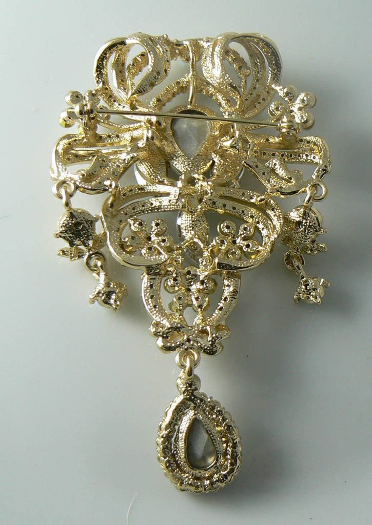 Flower Drop Clear Swarovski Crystal Brooch Pin - Vintage Lane Jewelry