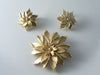 Vintage Crown Trifari Gold Tone Metal Poinsettia  Demi Parure - Vintage Lane Jewelry