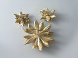 Vintage Crown Trifari Gold Tone Metal Poinsettia  Demi Parure - Vintage Lane Jewelry