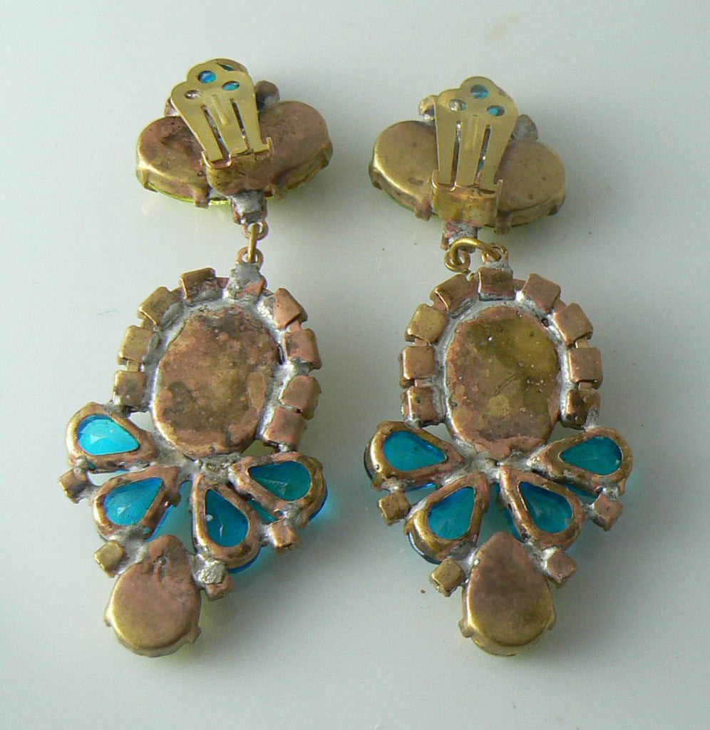 Czech Vaseline-Uranium hand made clip on earrings - Vintage Lane Jewelry