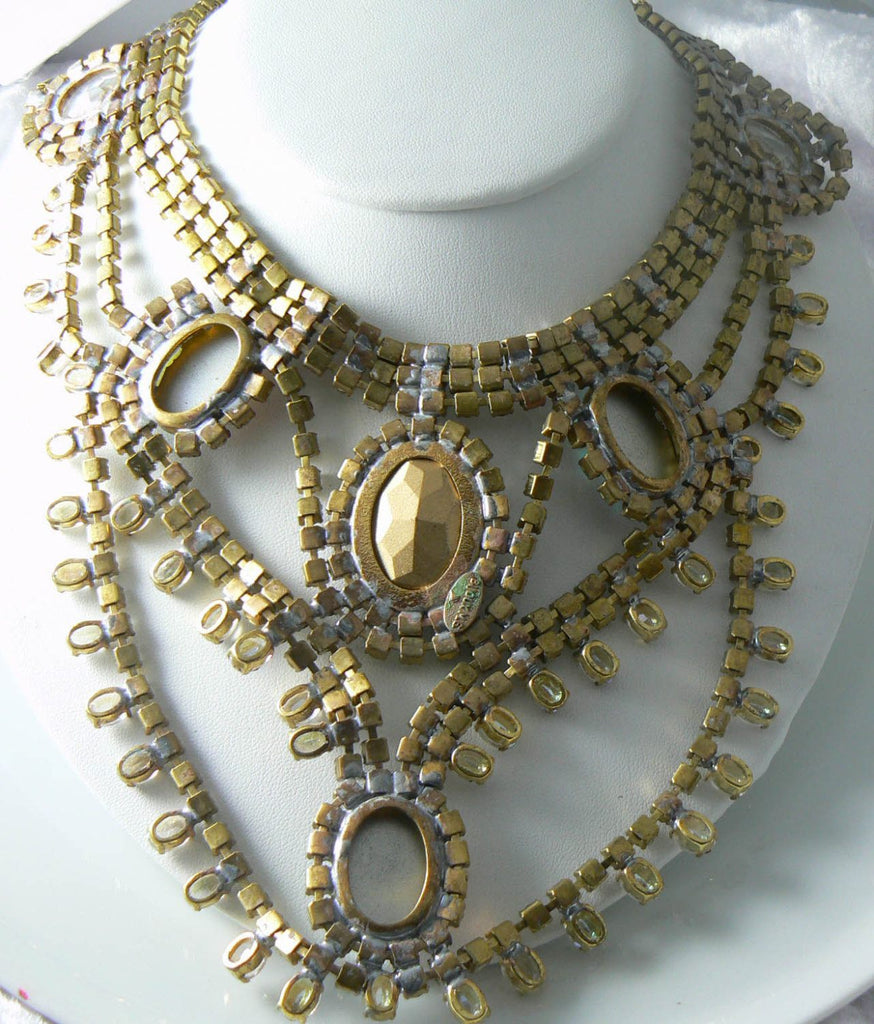 Czech glass clear rhinestone Necklace - Vintage Lane Jewelry