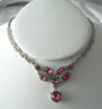 Vintage Rose Pink Crystal Rhinestone Necklace Bogoff - Vintage Lane Jewelry